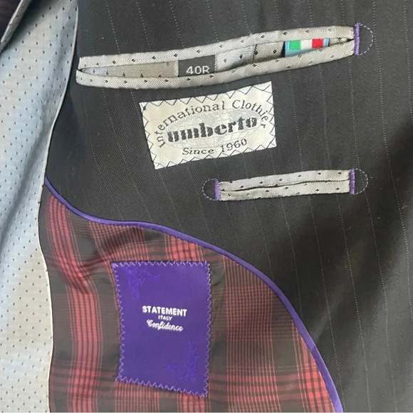 Statement Italy Confidence Blazer Suit Jacket Men's 40R Black - - Picture 5 of 13